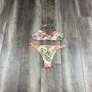 Aerie‎ Pink/Green Print Bikini Set